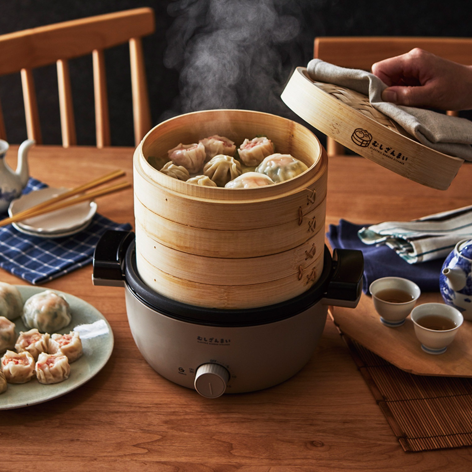せいろ 蒸し器 電気 スチームクッカー 蒸し調理器 むしざんまい タイマー付き AMZ-450