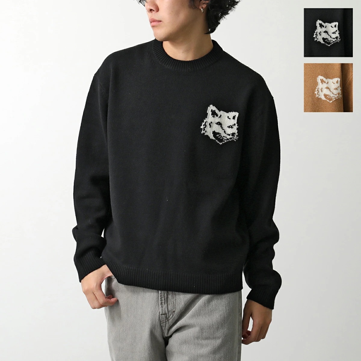 MAISON KITSUNE メゾンキツネ セーター FOX HEAD INTARSIA COMFORT JUMPER NM00808KM0329 メンズ ニット ウール カラー2色 NM00808K