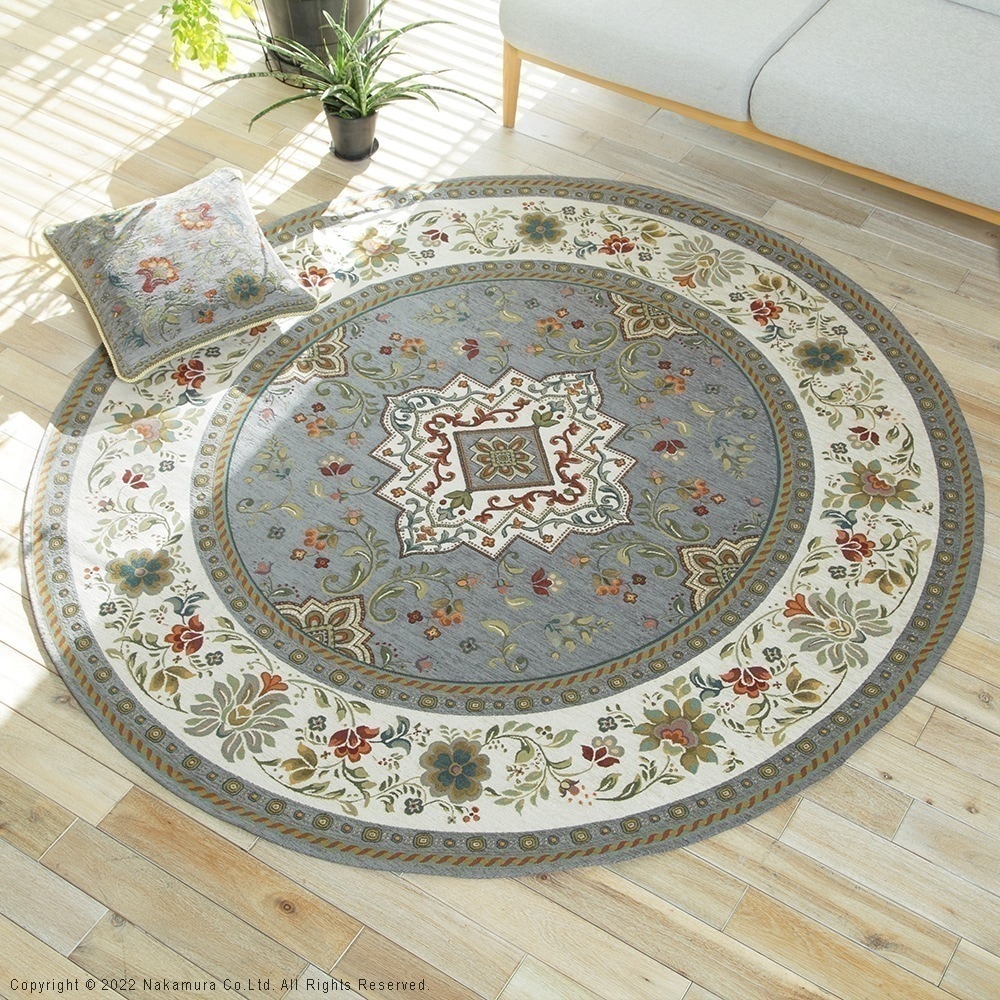 ラグ マット カーペット 洗える おしゃれ 高級 イタリア製 本格 シェニール糸ジャガード織り 柔らかな肌ざわり 床暖房ホットカーペット対応 円形 丸175cm