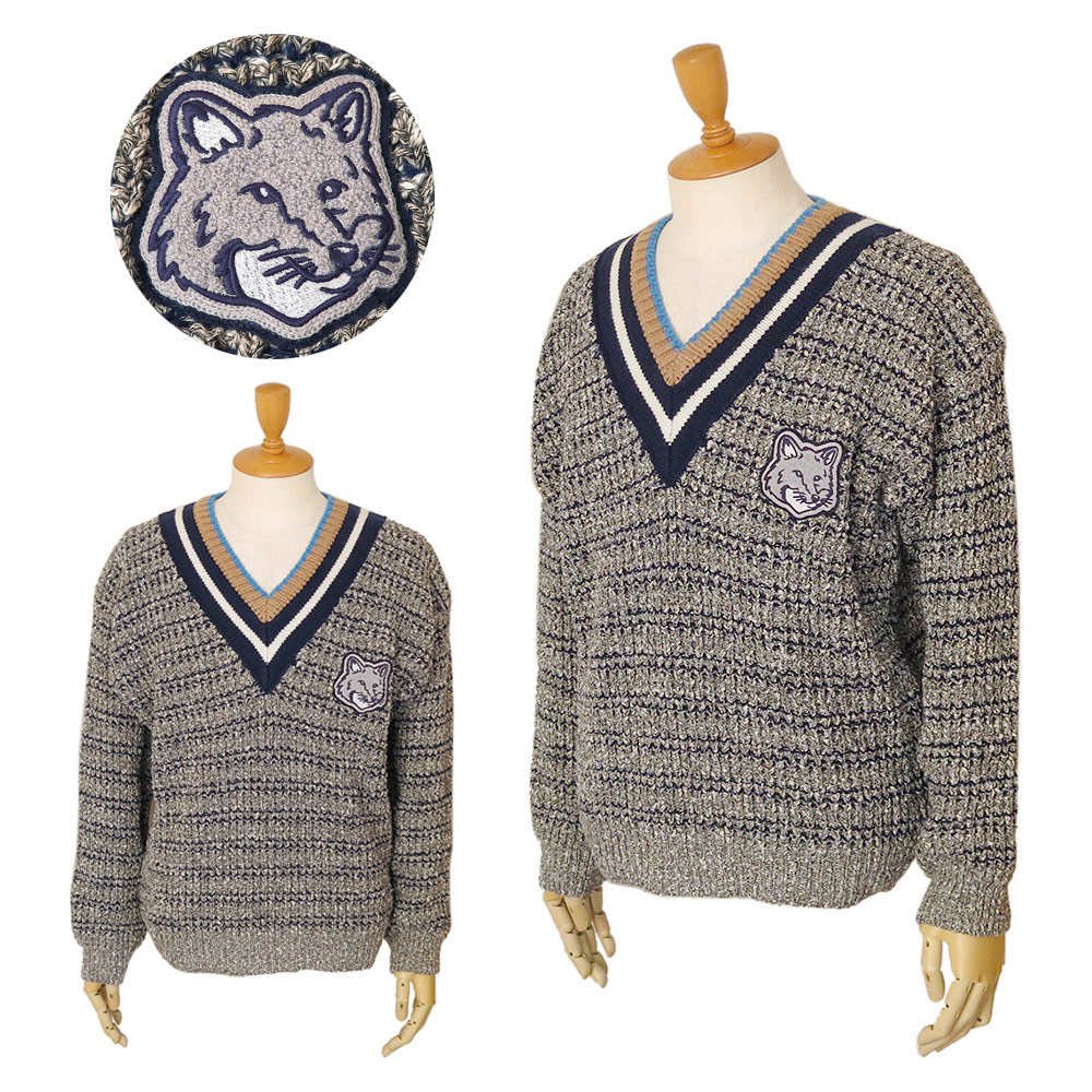 セーター メンズ LM00803KT1095 M191 フォックスヘッド クラフティ コンフォート ジャンパー ニット マルチカラー ブラック/ホワイト/ベージュ