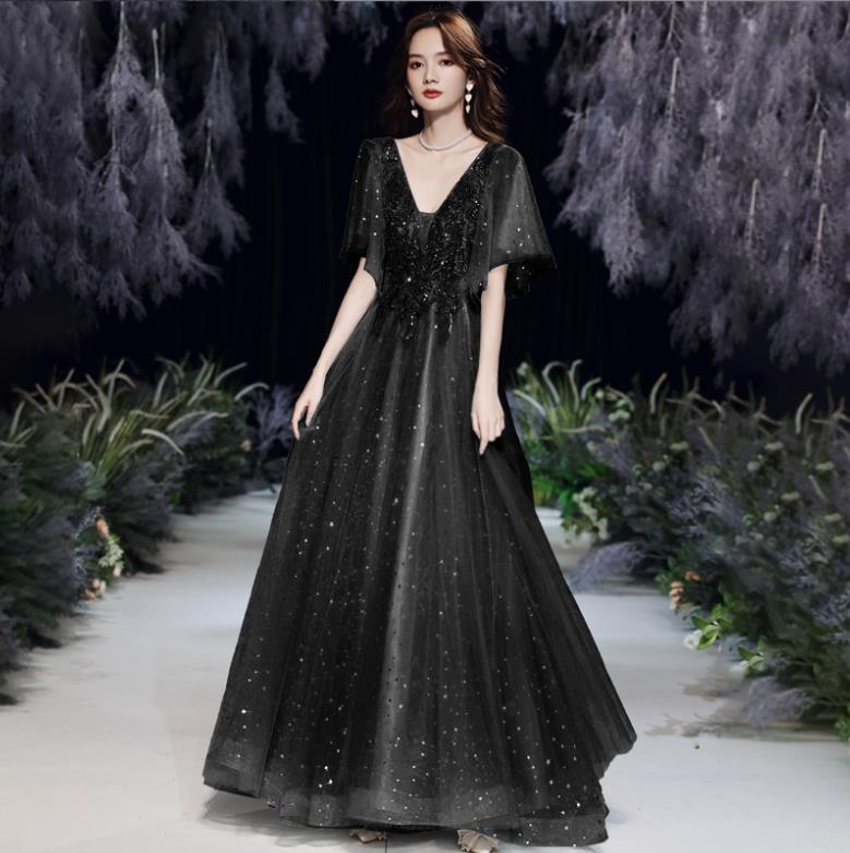 XS-3XL レディース ウェディングドレス カラードレス 結婚式　花嫁 披露宴　刺繍 二次会 パーティードレス 演奏会 お嫁さん 発表会 誕生日会 少女 グレー　ブラック