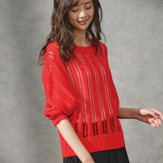 [最安値挑戦]！麻入りニットプルオーバー レディース 夏 トップス ニット セーター M-3L