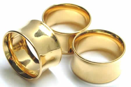 ボディピアス 16mm ゴールドプレート ダブルフレアアイレット 16ミリ 金色 ステンレス 定番 シンプル ラージホール 両側が広がった 大きい 耳 軟骨 筒 穴 拡張 gp-df16xxxxxx