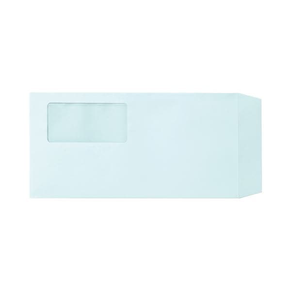 (まとめ) TANOSEE 窓付封筒 長3 80g／m2 ブルー 1パック（100枚） (×10セット)