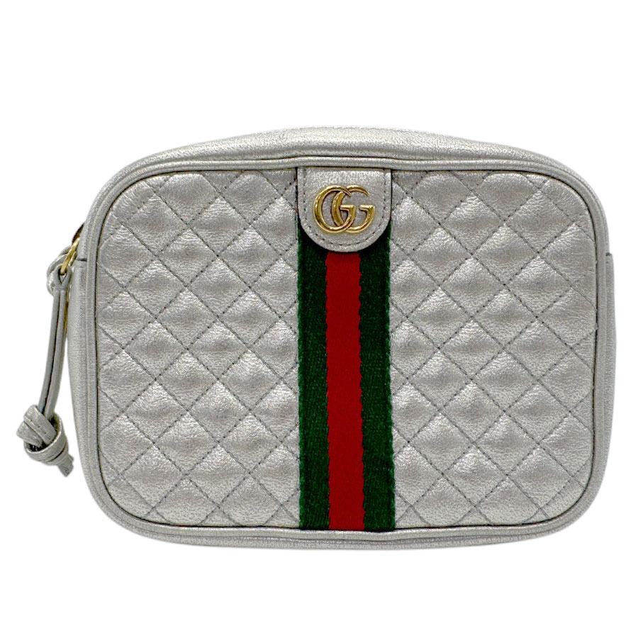 グッチ GUCCI 斜め掛けショルダーバッグ GGマーモント レザー シルバー ゴールド レディース 536441 z2999