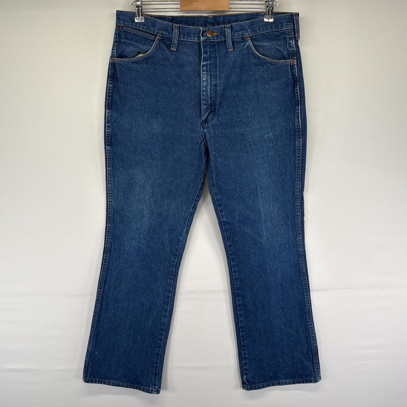 古着 90s/90年代 USA製 デニムパンツ ブーツカット 5ポケット ジップ ジーンズ ジーパン w38 L31 ブルー メンズ