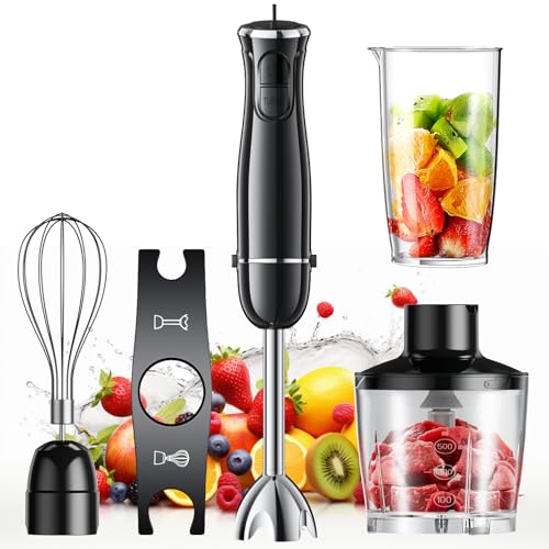 【最強モデル・1台6役】ハンドブレンダー 離乳食 ブレンダー 800W 電動 ミキサー ハンドミキサー 氷・肉・果物・野菜 泡立て器 ジューサー フードプロセッサー 調理器具 家庭用 (ブラック)