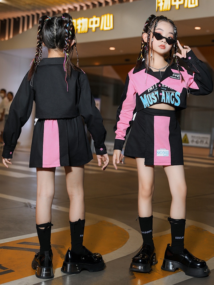 女の子のための特別な服ガールズグループのためのダンスジャズパフォーマンスコスチュームグループ子供向けストリートダンスヒップホップトレンディクール服の夏ダンス