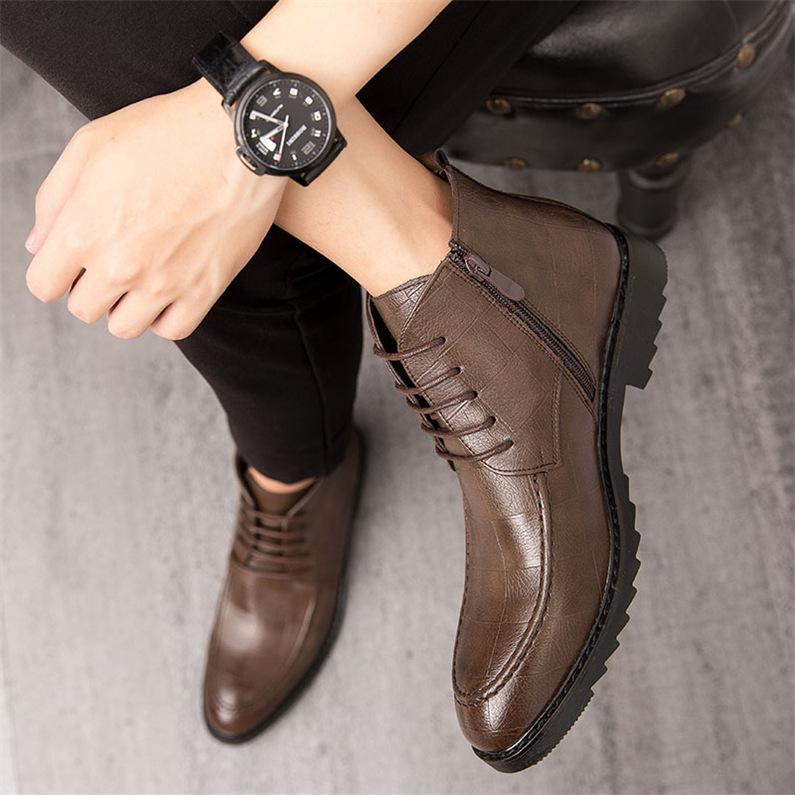 万能流行感 メンズ ショートブーツ チャッカブーツ 紳士靴 革靴 編み上げ ウォーキング アンクルブーツ 通勤 ビジネス フォーマル チャック 秋冬 サドルシューズ 男子
