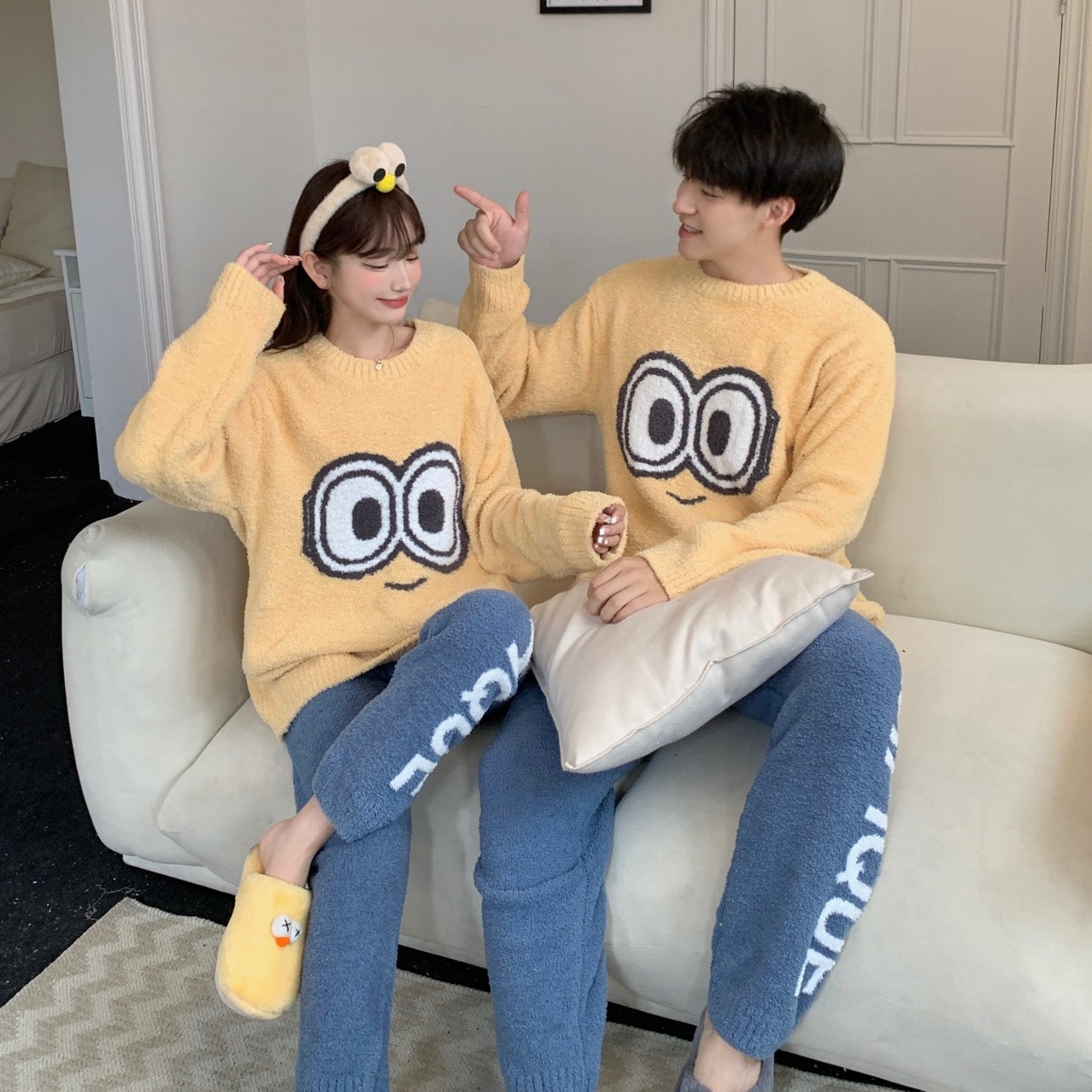 GP 新作 秋冬 和風 かわいい カップル ミニオンズ 限定版 長袖 パンツ パジャマ セット