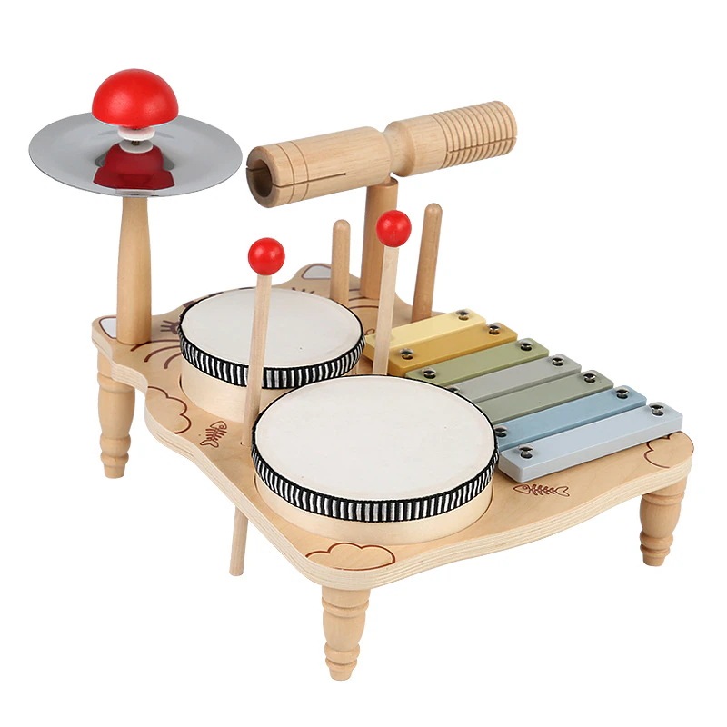 子供木製オルフ音楽打楽器琴打楽器打楽器打銅鑼赤ちゃん手打太鼓知育玩具