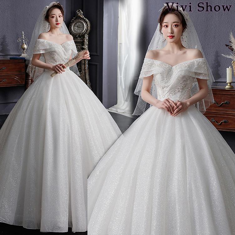 ウェディングドレス 結婚式 立体ドレス 二次会 ホワイト 花嫁 プリンセスドレス 白ドレス ロングドレス 披露宴 編み上げ トレーンライン