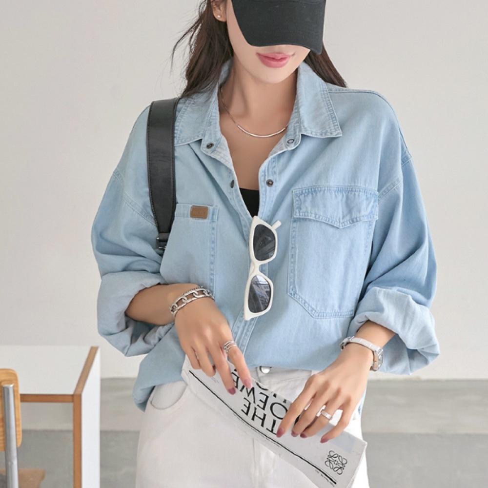 (NAK21) (55~99) デイリーカジュアルポケットデニムシャツ NK21-T-32