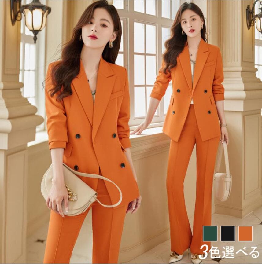 全3色 ビジネススーツ レディース パンツスーツ 洗える 2点セット 上下セットアップ リクルートスーツ セレモニースーツ フォーマルスーツ テーラードジャケット 長ズボン ロングスラックス 通勤 O