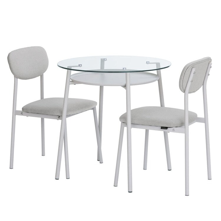 【公式】 ダイニングセット 2人用 3点セット ガラスダイニングセット LGT-DTC グレー メガ割