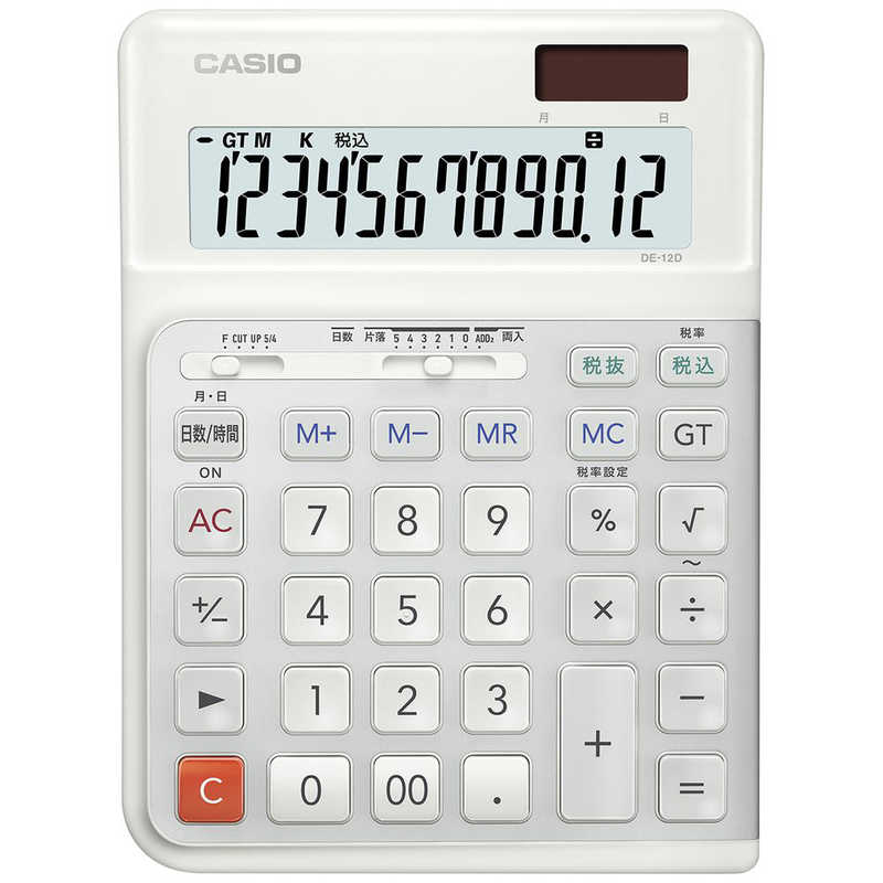 カシオ　CASIO　人間工学電卓 ホワイト DE-12D-WE-N [12桁]　DE-12D 7,773円