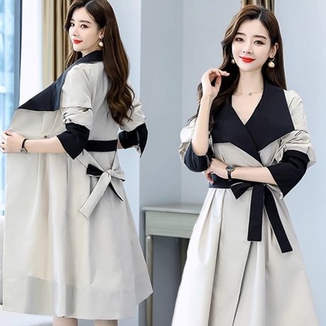 アウター コート トレンチコート ロング ロング丈 袖あり 長袖 襟付き リボン ベルト ポケット 前開き ポリエステル かわいい 大人可愛い きれいめ シンプル 大人 上品 おしゃれ お洒落