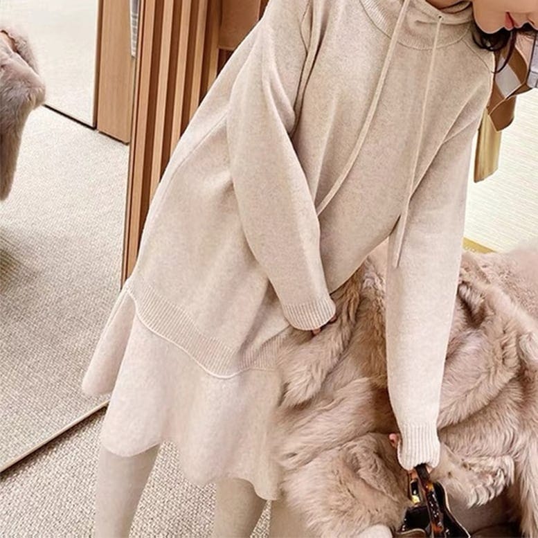 3color レディース フーディーマーメイドニットワンピース 31