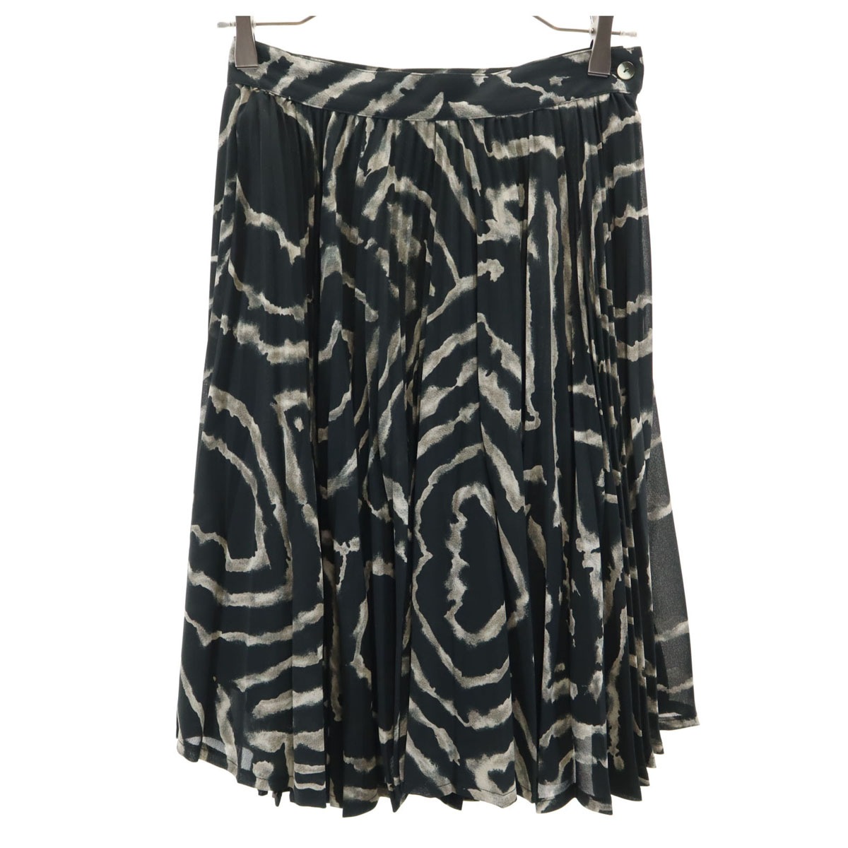 90s フランス製 オールド ミディ丈 プリーツスカート 38 黒系 レディース 古着