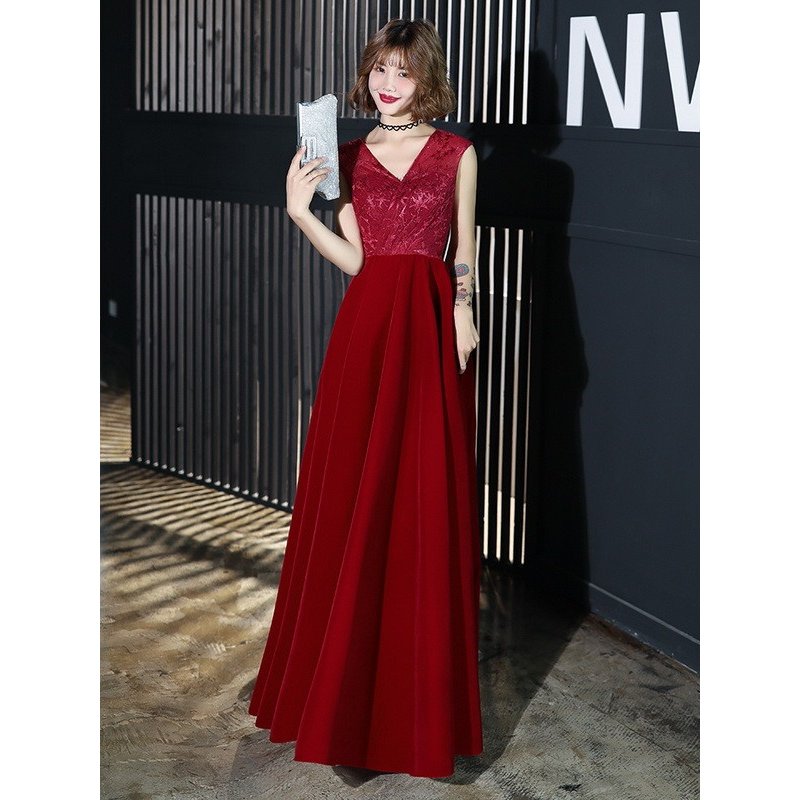 2021春パーティードレス 姫系 セクシーV襟 可愛いレース 花嫁ロングドレス お呼ばれ 結婚式 誕