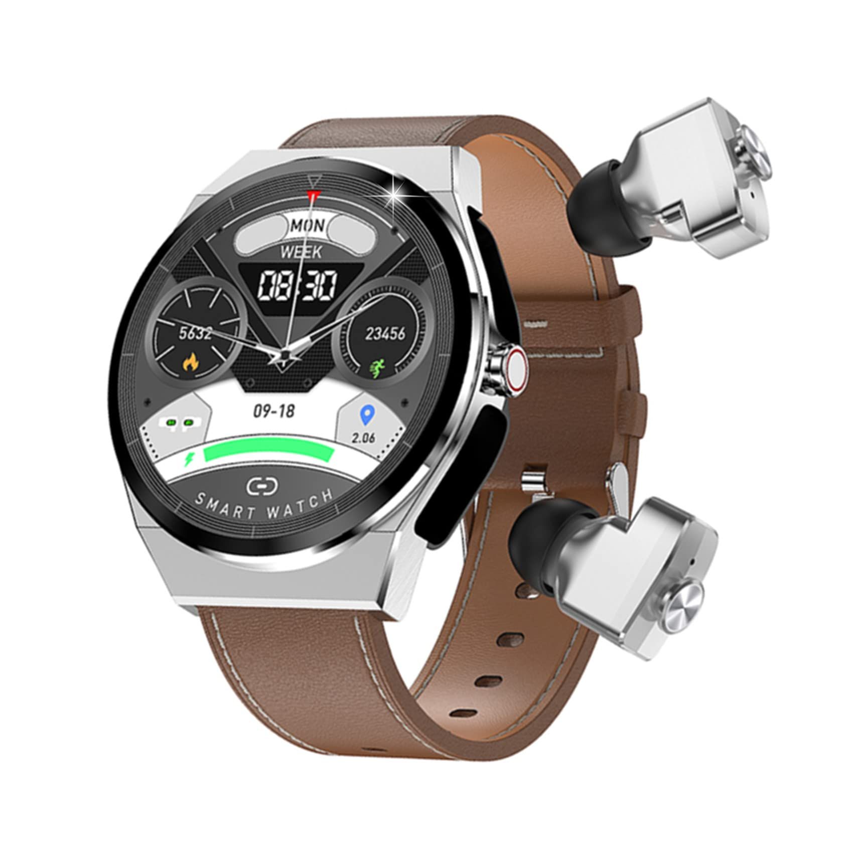 人気 TWSイヤホンスマートウォッチ，万歩計，両耳イヤホン Bluetooth5.2，Bluetoothヘッドセット通話 HiFi音楽，多機能管理，長時間待機，活動量計，音楽制御ストップウ