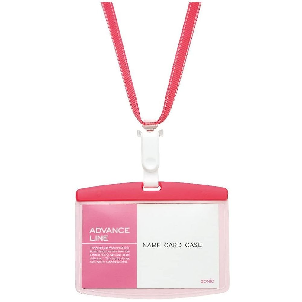 （まとめ買い）ソニック 吊下げ名札 ソフトケース&ストラップ エコノミーパック ピンク AL-8720-P [x10]