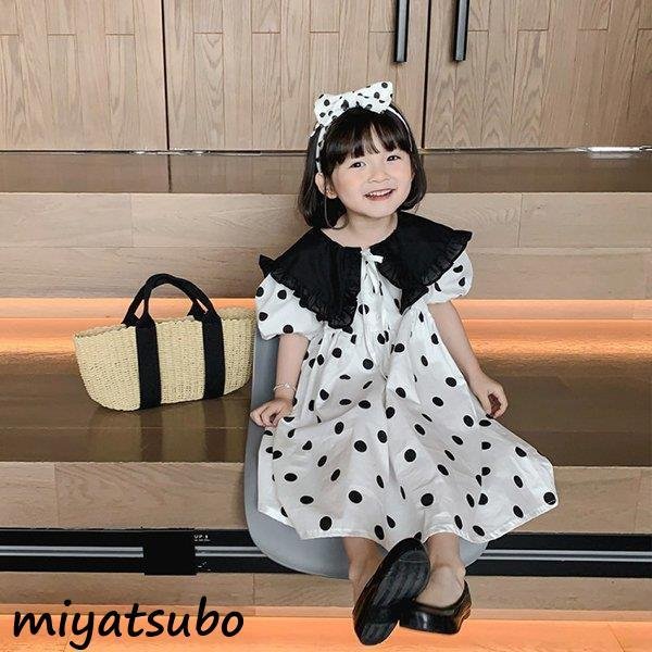 子供服 ワンピース 結 子供ドレス 子ども服 水玉 折り襟 半袖ワンピース 春夏 女の子 キッズ ドレス 21激安通販 Vivalafocaccia Com