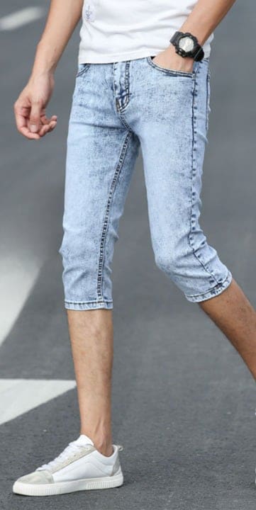 ボトムス パンツ ズボン スリムパンツ ジーンズデニム Gパン ショート 膝下 7分丈 ミディアム丈 スリム タイト 細身 ブルーデニム シンプル カジュアル 大人 上品 無地 春 夏 秋 10代 2