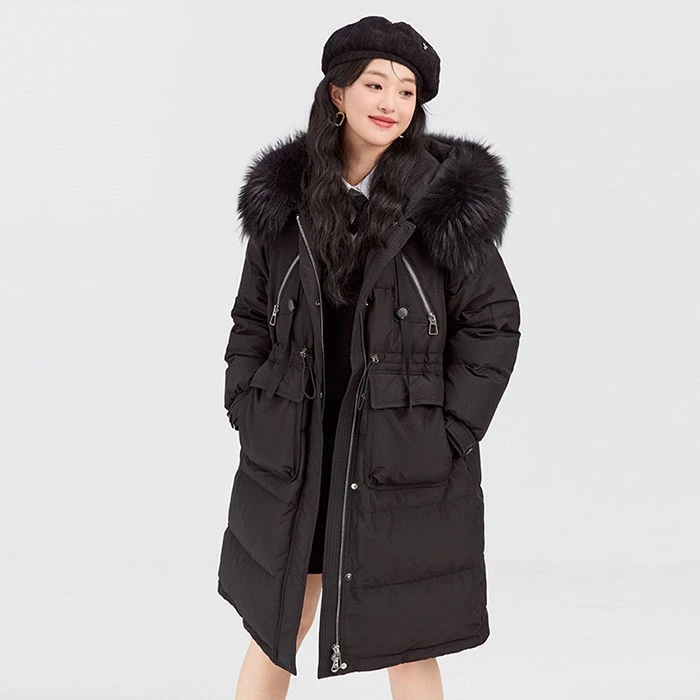 ダウンコート レディース ロング ダウンジャケット ロングコート 秋 冬 ダウン アウター きれいめ 大きいサイズ フード付き 軽量 厚手 冬服 黒 白 暖かい 防寒 前開き 着痩せ 韓国ファッション