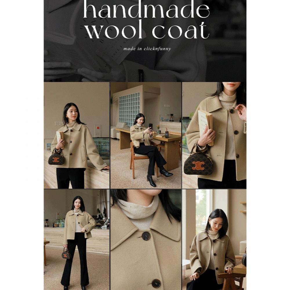 クリック＆ファニー [90% ウール 10% カシミヤ国産生地] レンブルハンドメイドコート