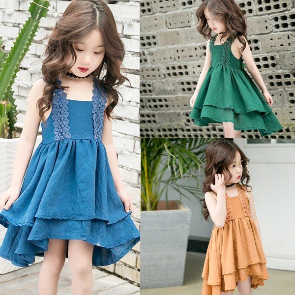 韓国子供服ワンピース 綿 キャミワンピ 春夏 女の子 キッズ用 ジュニア ロングワンピース マキ