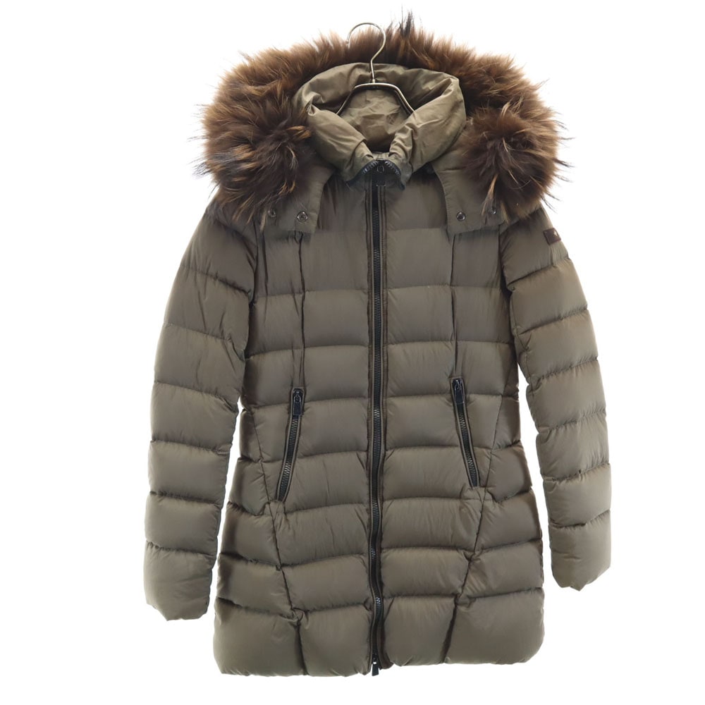 ポーランド製 フードファー ダウンコート 1 カーキ フーディー メンズ 古着