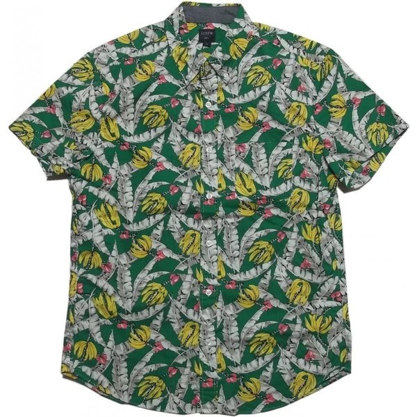 ジェイクルー 半袖 プリント ボタンダウンシャツ グリーン J.CREW JC2-038