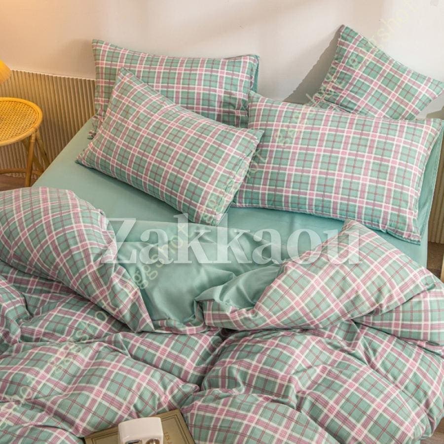 【大人気 急速出荷】ベッドカバー 布団カバー セット ベッドカバー フラットシーツ 掛け布団カバーチェック柄 シングル セミ ボックスシーツ 枕カバー風30パーセント限定