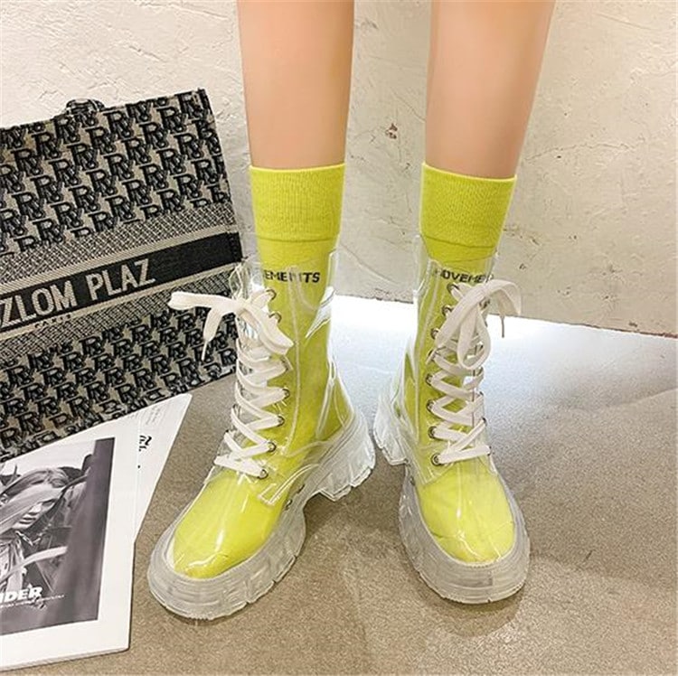 綺麗なサンダル激安セール クリア ブーツ 薄い サンダル 厚底 レインブーツミドルブメガ割 5,083円