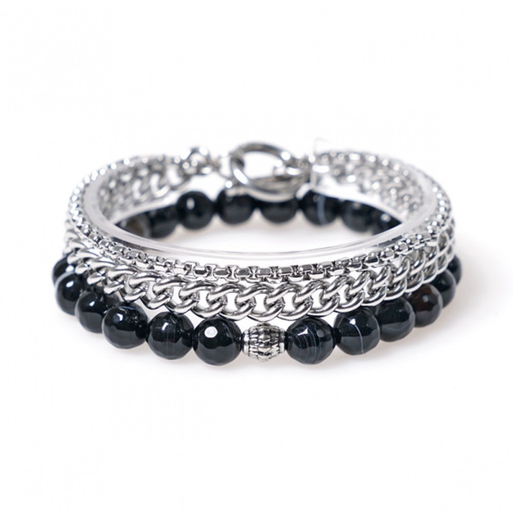 JBANS クラシックカットマノ 454 リングバーダブル 455 ブレスレットセット (C1801-SE063BK)