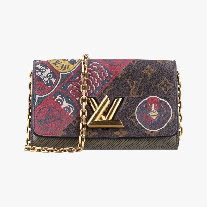 ポルトフォイユ ツイストモノグラム/ブラウン系×マルチカラーモノグラムキャンバス×カーフレザーM67270SP3197中古