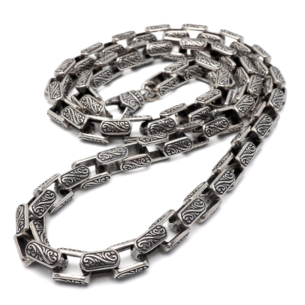 シルバー925 唐草模様のごつめネックレス [ns250]