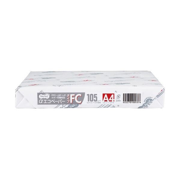 （まとめ）TANOSEE αエコペーパータイプFC A4 厚口 105g 1セット（1500枚:250枚6冊）3セット