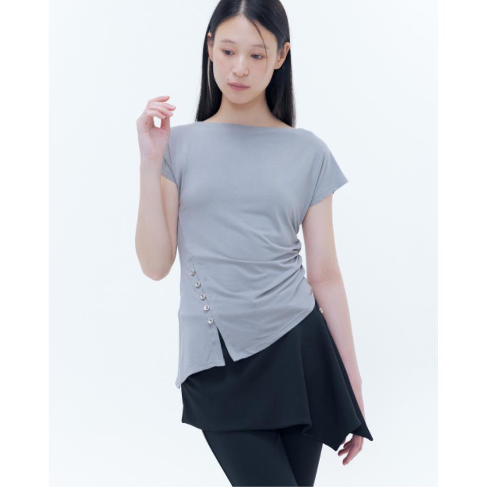 MISEKI SEOUL Side shirring slit top GREY MSK252TS15GR