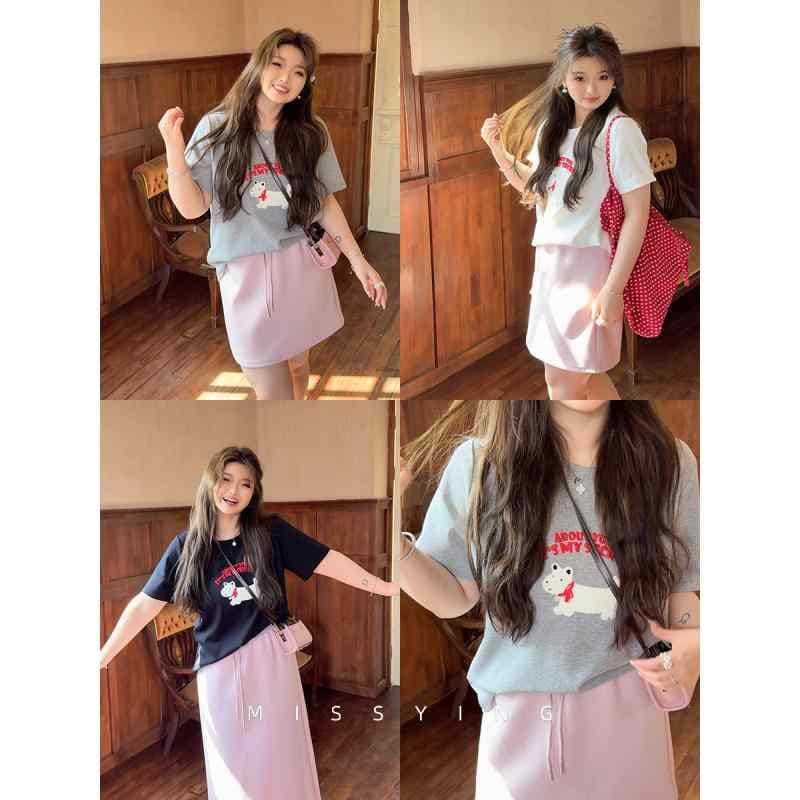 レディース　　Tシャツ　 ミス インの 大きめ サイズ 婦人服 Lazy T カジュアル 刺繍 Tシャツ 女性用 ボトムス 半袖 トップス