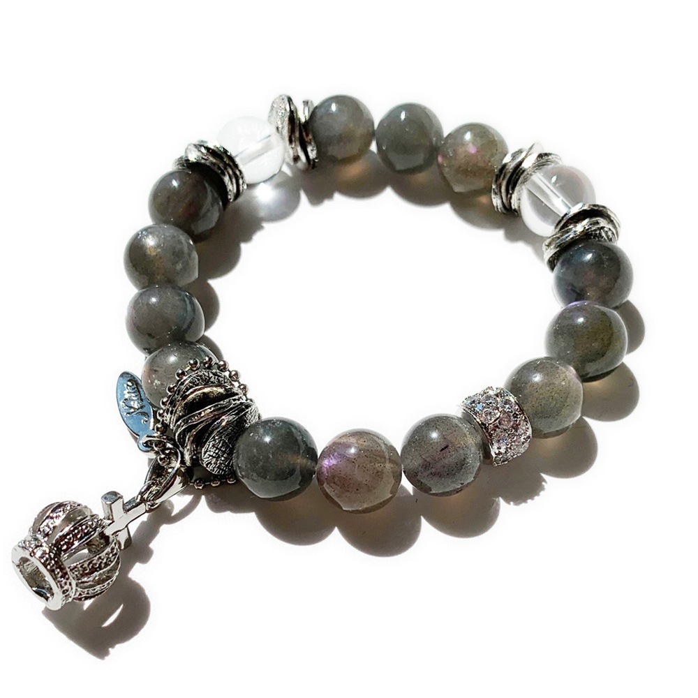 ピンク ラブラドライト ブレスレット 水晶 ブレスレット 10ミリ ラブラドライト 宝石 チャーム