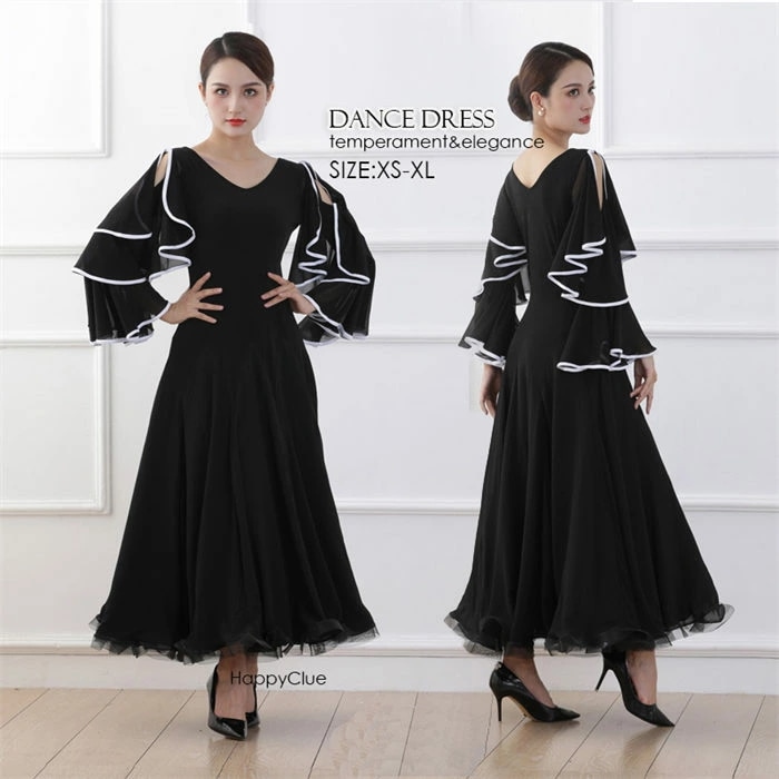 ダンス専門服 社交ダンス 競技 衣装 ワンピース 大きい裾 上品 高級感 おしゃれ タンゴ モダンダンス 舞台 演出 イベント衣装 ステージ衣装 ラテンダンス ダンスウエア 練習着 ワルツ チャチャ