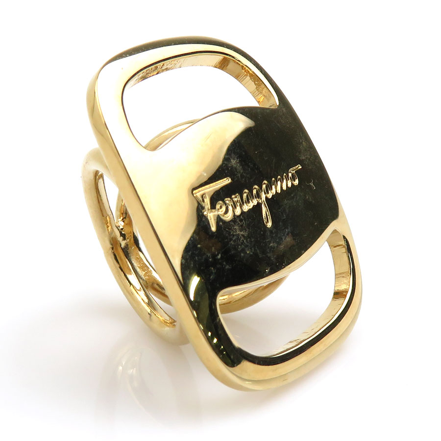 サルヴァトーレフェラガモ Salvatore Ferragamo スカーフリング ヴァラ メタル ゴールド レディース e59547a
