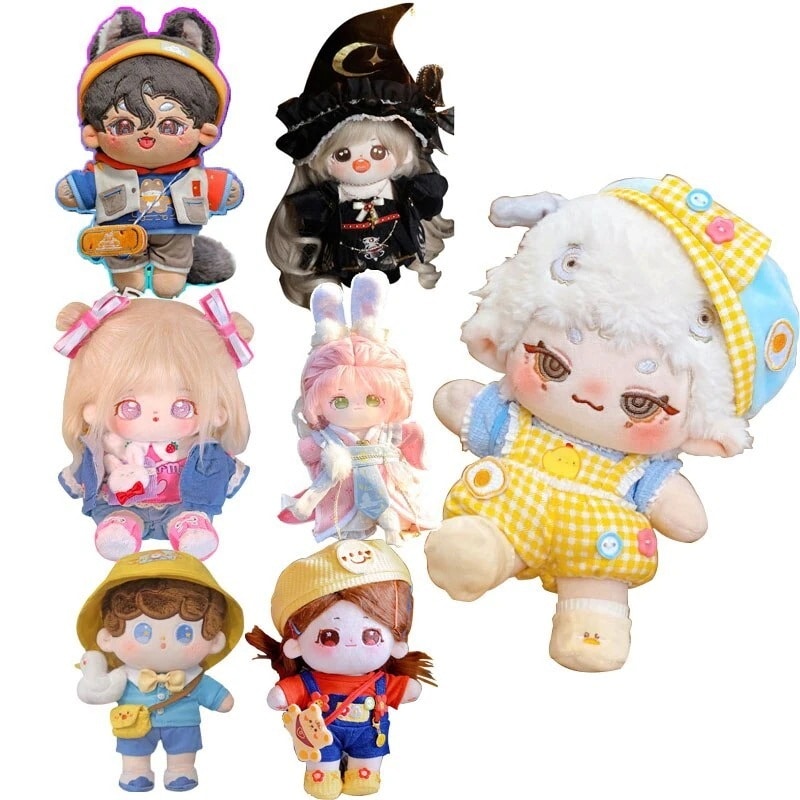 20cm ミニ洋服 ぬいぐるみ用服 日常服人形 韓国ファッション アイドル衣装 かわいい 洋服 セット 帽子 パーカー コート