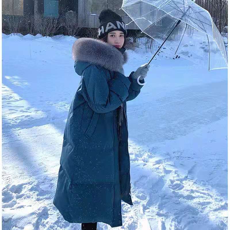 訳あり 大 長柄 女中 羽毛服 冬服 新型 21 アヒルの毛 白 毛の襟 外套 厚手 ひざ越し ダウンジャケット コート カラー ホワイト Build Standishsmiles Com