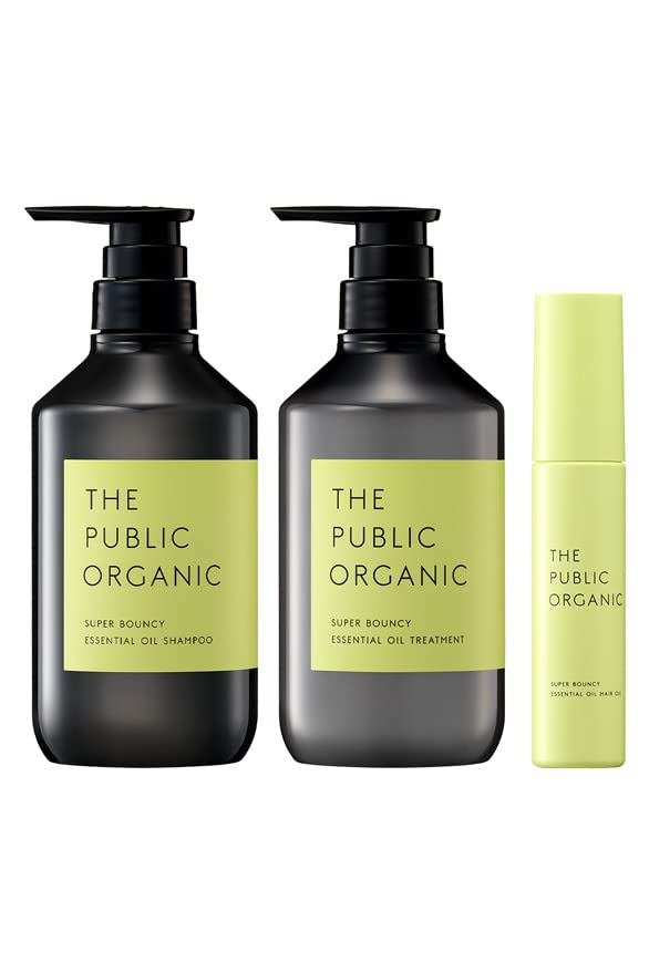 ザ パブリック オーガニック スーパーバウンシー シャンプー トリートメント ヘアオイル 3点 セット 480mL 480mL 60mL コンディショナー アミノ酸 スタイリング アロマ 精油 ヘアケ