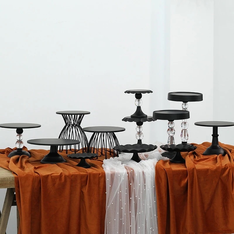 ブラック アイアン アート ケーキ スタンド ウェディング 小道具 シンプル スナック トレイ パーティー ティー ブレイク デザート スタンド トール ケーキ プレート 21,458円