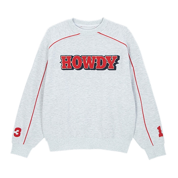 【JENNIE着用】 HOWDY PIPING SWEATSHIRT WHITEMELANGE