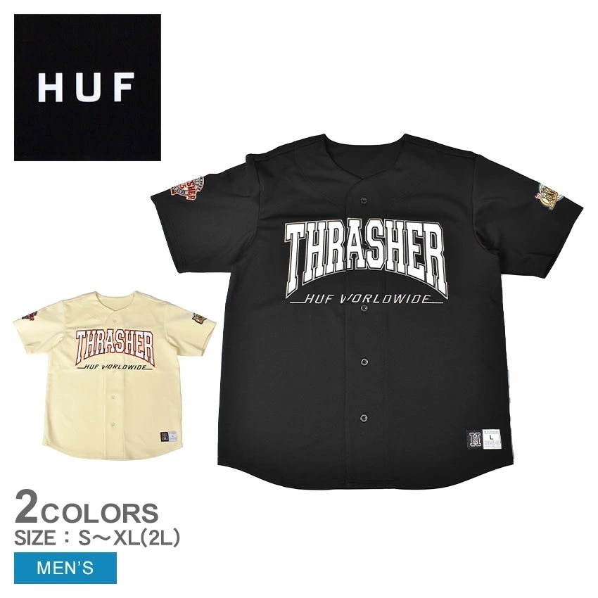 BASEBALL JERSEY KN00419 メンズ ウエア トップス 半袖シャツ ストリート スポーティ ロゴ アップリケ ヴィンテージ おしゃれ 半袖 ベージュ 黒 7,372円